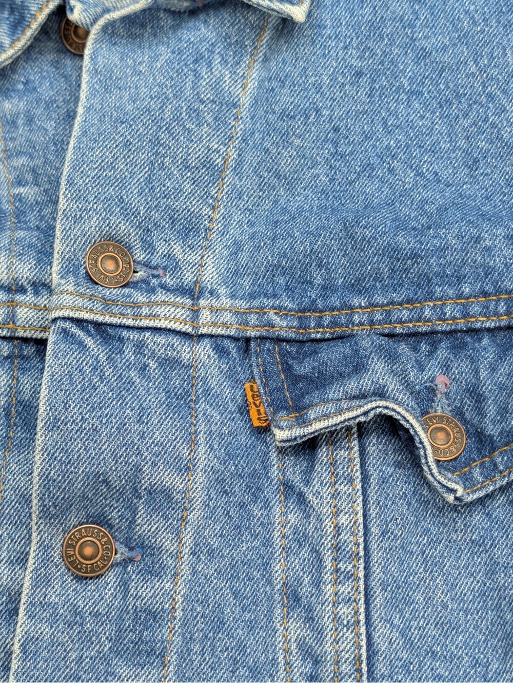 Levi’s Orange Tab Trucker Denim Jacket 46 Medium Wash 75505 - Picture 4 of 7